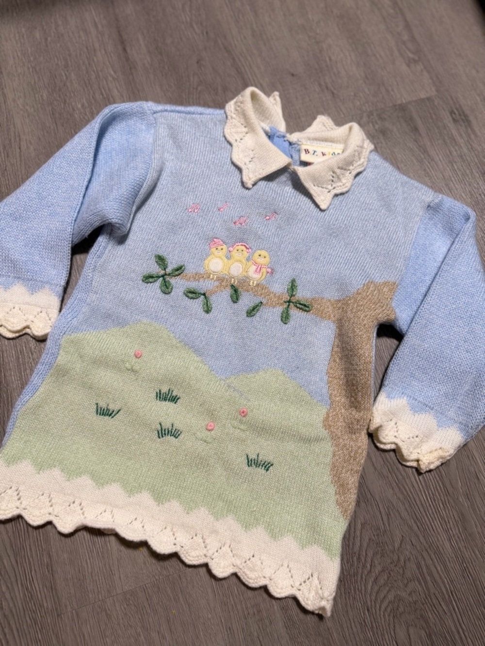 Vintage 4t knit sweater 4t vintage clothing three birds on a branch